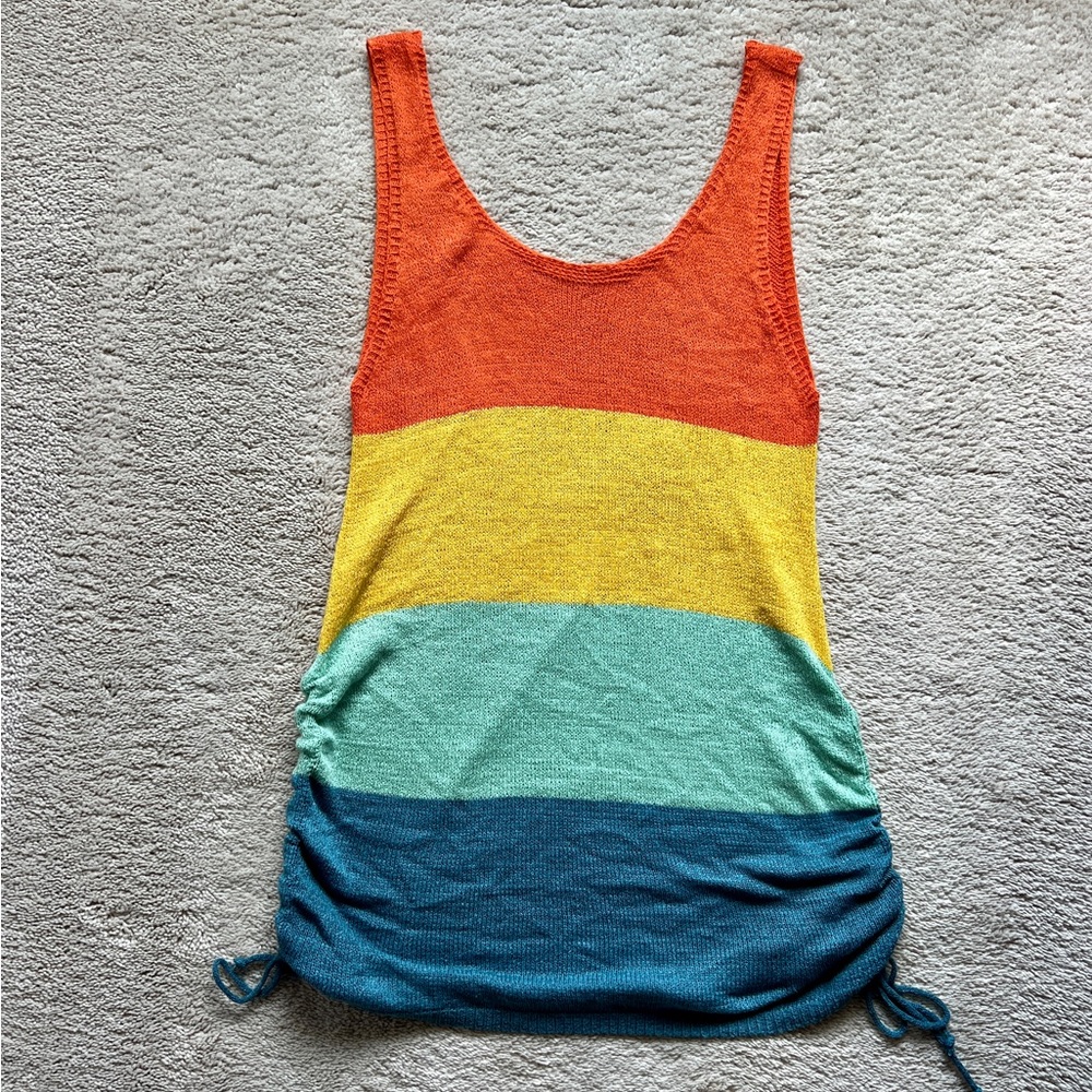 Color block crochet swim coverup